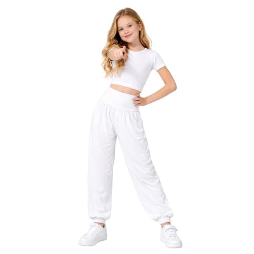 Conjunto de Crop Top Neón y Leggings Harem Militar para Niña Blanco Talla 11-12 Años 4