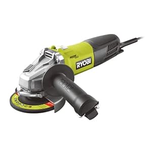RYOBI – Amoladora Angular con Cable 800W 125mm – 12 000 rpm – Entregada con 1 Disco de Desbarbar el Metal Ã 125 mm y 1 Mango Lateral 2 Posiciones – ProtecciÃ³n Anti-Arranque – RAG800-125G
