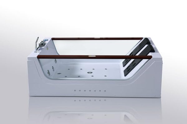 Bagno Italia Vasca da bagno idromassaggio rettangolare 180x120 cm 2 posti 18 getti vetri laterali