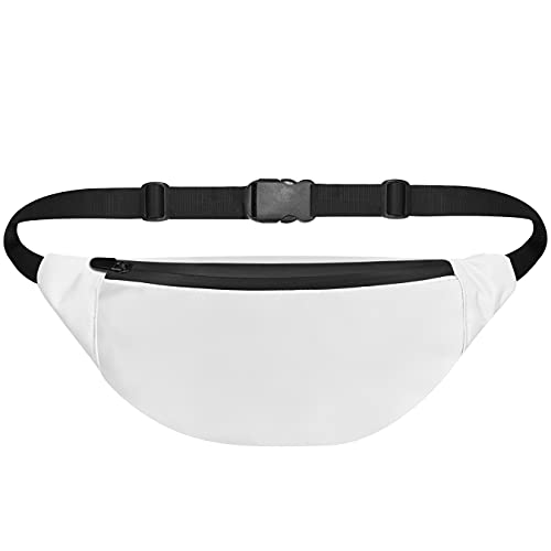 Image of Unisex Waist Pack Travel Handy Hiking Zip Pouch Elegant Style Document Money Phone Belt Sport Bag Bum Bag for Men and Women Nylon Adjustable Strap (Snow White)