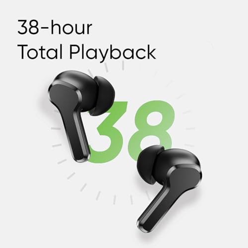 Image of Real Me T110 Buds | 50dB Active Noise Cancellation, Hi-Res LHDC Audio, 12.4mm Dynamic Bass Driver, 6 Mic Clear Voice Calls, 51,IP55 Waterproof,TWS for Apple & Android (T110, Moonlight White)