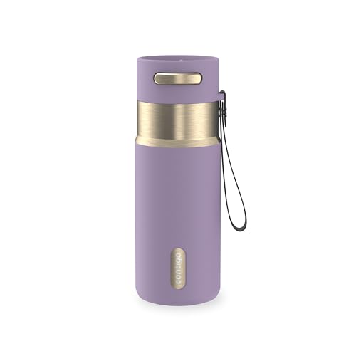 Image of Contigo AutoSeal 16 oz Stainless Steel Vacuum-Insulated Water Bottle with Leakproof Push-Button Spout & Lock, Carry Strap, BPA-Free & Lead-Free, Dishwasher Safe