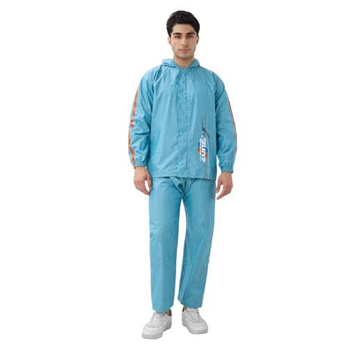Image of Citizen Designer Rain Suit for Men, Special Slub Rubberized Fabric, Heavy PVC Coating, Heavy Duty Zipper, Reflective Back Print, Inbuilt Cap, Elastic Cuff, Designer Tapping Series