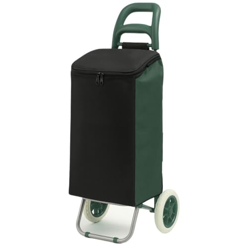 Bolsa para Carrinho de Feira 54L em Nylon Reforçado – Tampa com Zíper, Dobrável e Resistente para Compras e Mercado(Verde Musgo)