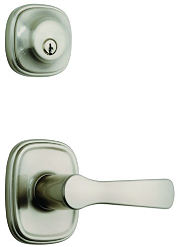 Brinks Push Pull Rotate Door Locks Alwood Passage Hall/Closet Lever and Deadbolt Combo Pack, Satin Nickel, 23092-119
