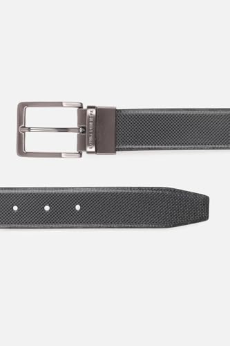Image of Louis Philippe Men's 100% Italian Leather Brush Gun Metal Buckle Formal Reversible Belt
