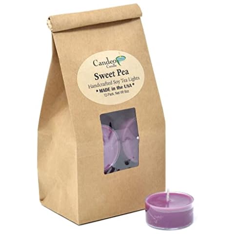 Sweet Pea, Spring Scented Soy Tealights, 12 Pack Clear Cup Candles Cover