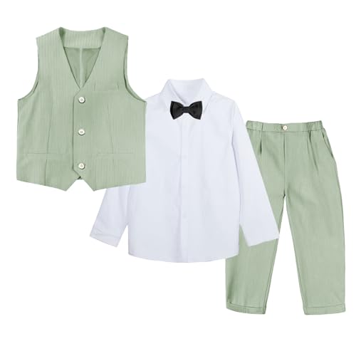 LOLANTA 4-teiliger Anzug für Jungen, Westen-Set, Kindergeburtstag, Hochzeitsparty, Grün, 4-5 Jahre, 110