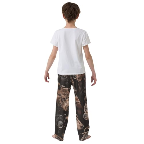 ZZXXB Brown Bear Boys Long Pants Soft Trousers Elastic Waist Kids Lounge Bottoms with Pockets S-XL3