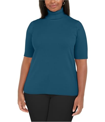 Anne Klein Womens Solid Pullover Sweater, Blue, Plus Size, 1X