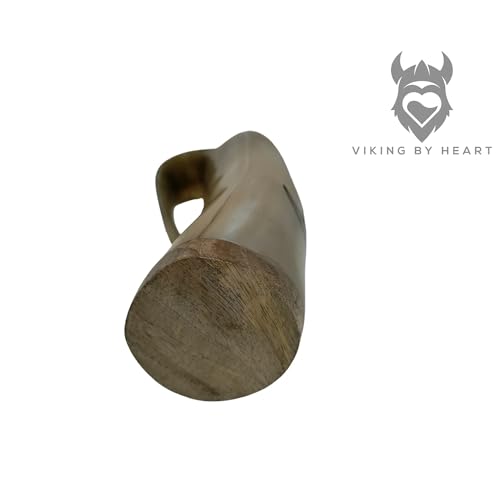 Chope en corne véritable d'Odin avec base en bois poli de 400ml - 4