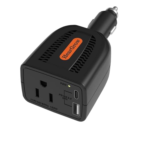 Image of 100W Car Power Inverter DC 12V to 110V AC Car Outlet Plug Adapter Converter 5V USB Charging Port Outlet | Mini Car Cigarette Lighter Charger, Plug Adapter Included for Laptop Computer(Black)