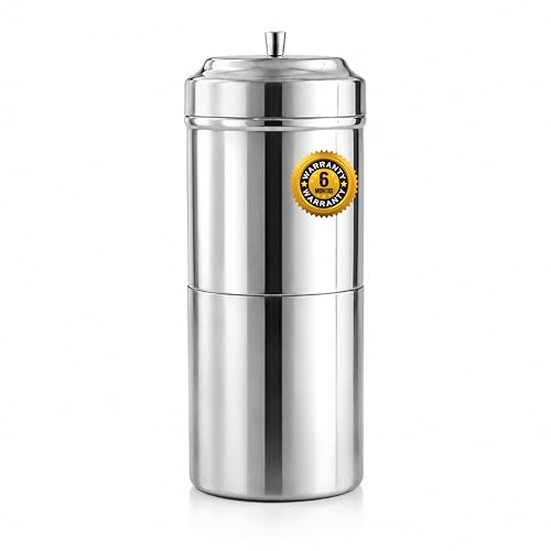 Image of Premium Stainless Steel Coffee Filter 400 ML Capacity, South Indian Drip Coffee Maker | Madras Kaapi Maker Small Size for 7-8 Cups, Reusable Filter | Authentic South Indian Brewing