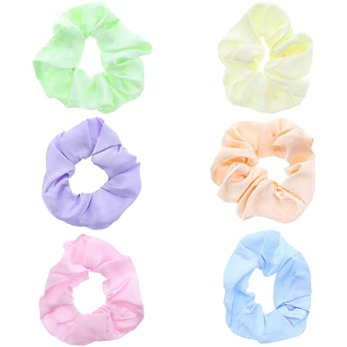 Topkids Accessories Satin Scrunchies Scrunchie Satin Hair Scrunchies Non-slip Ponytail Holders Satin Hair Scrunchies For Women, Ladies, Girls - Pack of 6 (Pastel)