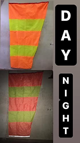 RICH BELLS 6 Feet PU Double fabric Water Proof Wind Sock Indicator/Wind direction Flag for Industries and Airports(Green & Orange)- with 1 Reflective Tape for visibility in night -5 Pieces