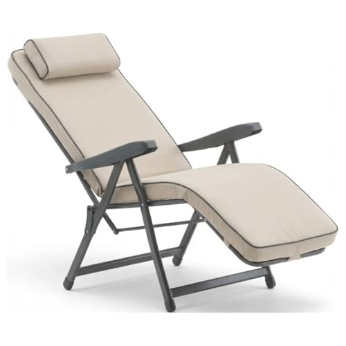 Tomaino   Silla tumbona acolchada para interior y exterior – Sillón reclinable para un perfecto relax – Cómoda y plegable ideal en casa, jardín, terraza (automática, crudo)