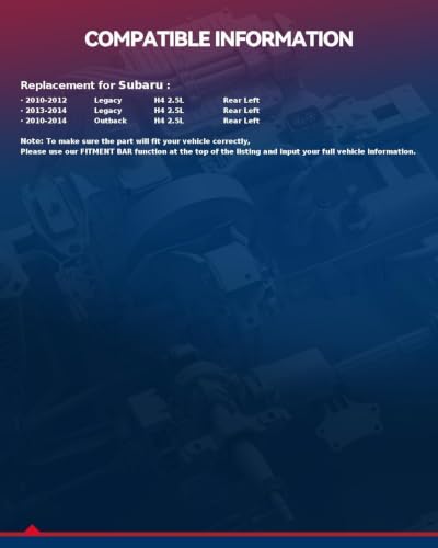 Image of KAX Rear Left Brake Caliper for Subaru Outback Legacy 2.5L 2010-2014