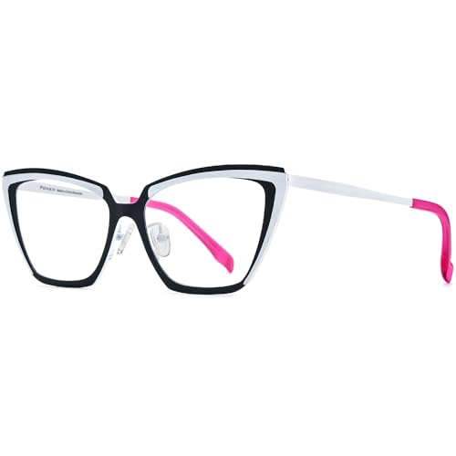 Image of FONEX Colorful Pure Titanium Glasses Frame Women Retro Round Eyeglasses