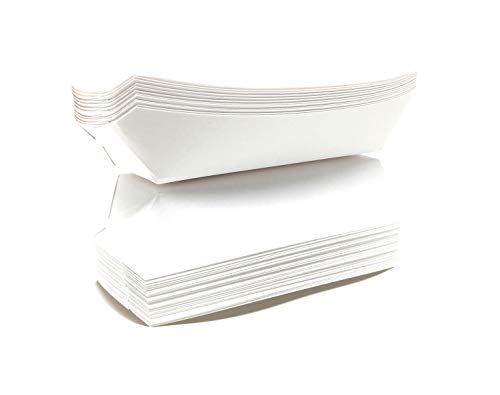 Mr. Miracle 7 Inch Paper Hot Dog Tray in White. Pack of 50. Disposable, Recyclable and Fully Biodegradable. Made in USA