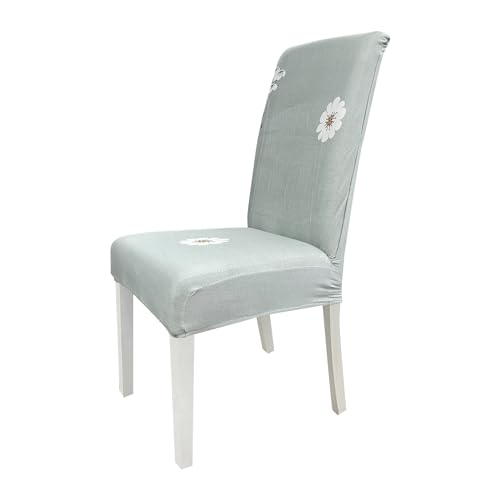 Image of House of Quirk Elastic Chair Cover Stretch Removable Washable Short Dining Chair Cover Protector Seat Slipcover ((Pack of 1, Grey Meadow))