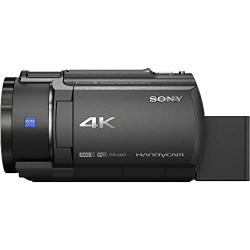 Sony Fdr-Ax43 Uhd 4K Handycam Camcorder (Fdrax43/B) + 64Gb Memory Card + 2 X Np-Fv70 Battery + Filter Kit + Wide Angle Lens + Telephoto Lens + Bag + Charger + Card Reader + Led Light + More (Renewed) #TOP4
