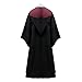 Magician Robe Wizard School Costume Cloak Adult Men Boys Hooded Magic Wand Cape Halloween Cosplay Witch Outfit (Red, Small)
