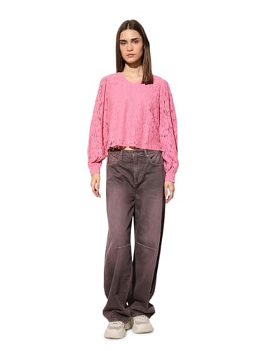 Image of ONLY Women's Lace Self-Design V-Neck Top