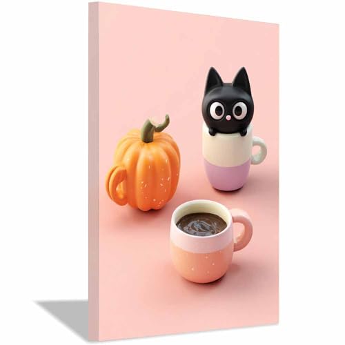 Tableau Halloween chat mignon pour sublimer votre salon moderne
