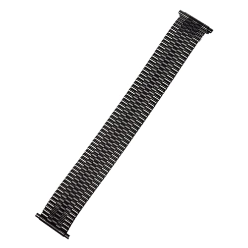 Semdu Men’s Stainless Steel Comfortable Stretch Watch Band, Gold Tone, Silver Tone or Black Replacement Strap, 16-22mm, Curved End or Straight End with No Clasp, Long or Extra Long (black)