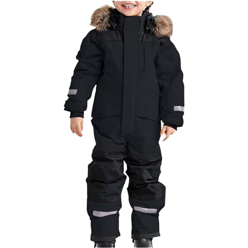 Girls Boys' 1-Piece Heavyweight Snowmobile Winter Snowsuit With Removable Hood Windproof Jumpsuit Mud Suit