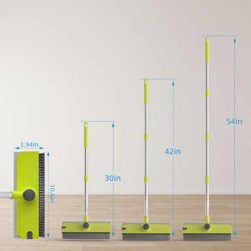 Image of Pool Scrub Brush with 52 inch Pole, 3 in 1 Pool Cleaning Brush with Squeegee, Floor Scrub Brush with Long Handle, Deck Brush for Swimming Pool Tile Wall Patio Concrete Green