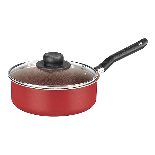La Mejor Selección de Ekco Sartenes más recomendados. 49 Ekco - Cazo Ekco Classic, Hecho de Aluminio con Antiadherente de Alto Rendimiento, ¡Incluye Tapa de Cristal!, 18 cm, Color Rojo