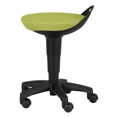 Image of Rolling Adjustable-Height Padded Stool - Fern Green