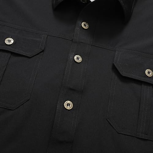 Zyvrenix Men's Outdoor Short Sleeve Button Down Shirts with Pocket Black L - image 7