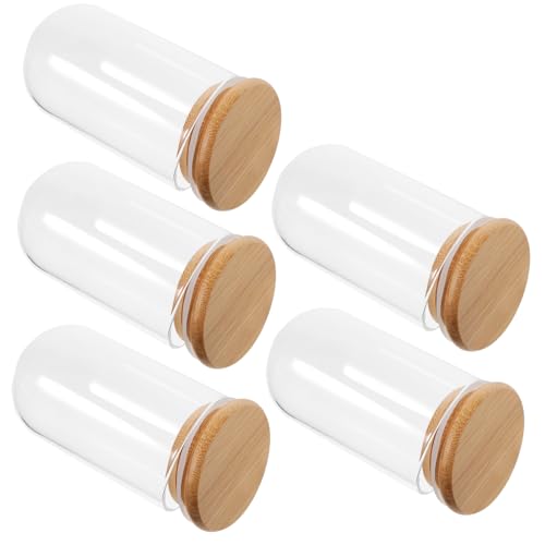 ULDIGI 5pcs Display Domes with Flower Tray Glass Model Storage Domes for Preserved Flowers Miniatures