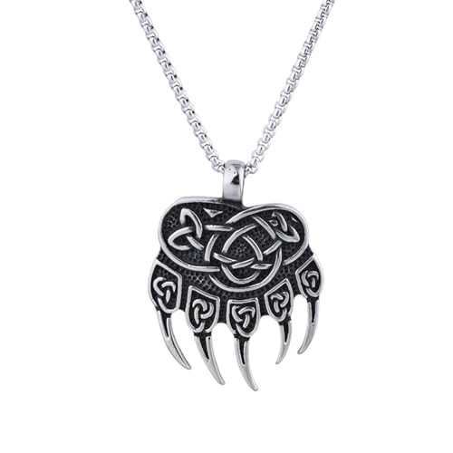 Pendentif Viking griffe d'ours bicolore style de rue punk