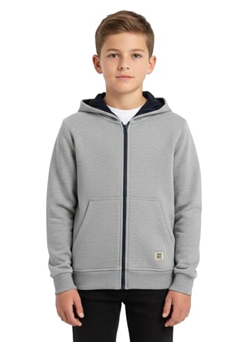 Image of Alan Jones Clothing Boys Hooded Sweatshirt | Full Zip Closure | Full Sleeves | Kangaroo Pocket | Regular Fit | Winter Jacket for Boys | Age 5-16 Years
