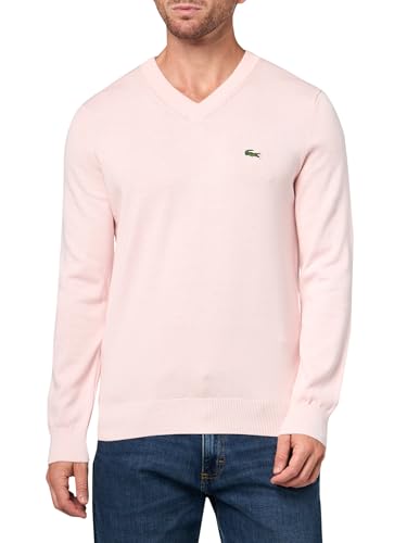 Amazon.ca: Lacoste Men's Core Collection Regular Fit V-Neck Long Sleeve Classic Sweater, Flamingo, Large