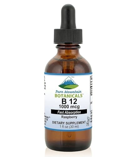 Pure Mountain Botanicals B12 1000 mcg - B12 Complex - Natural Berry Flavor - 30 Servings - Liquid Drops Vitamin - Kosher Supplement