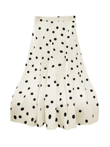 SHENHE Women's High Waisted A Line Flowy Maxi Skirt Polka Dots Elegant Vintage Swing Long Skirt