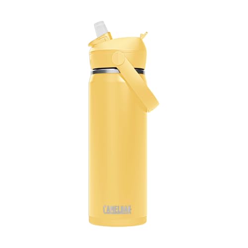 CamelBak Thrive - Botella de agua con popote abatible de 20 onzas, acero inoxidable aislado, flor amarilla