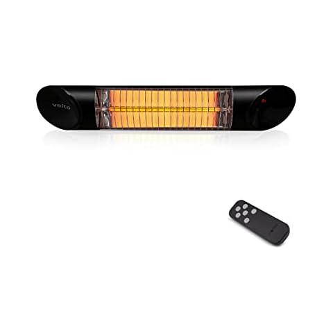 Veito Black Blade Mini Waterproof IP55 Wall and Ceiling Mounted Indoor and Outdoor Patio Heater, Aluminum, 1200 W Cover