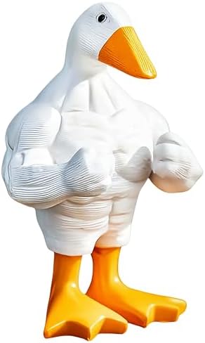 Funny Magnetic Key Holder Goose Figurine 6.3 inch Quirky Muscular Duck Statue Key Hook Office Stress Relief Decor Hilarious Desk Bookshelf LivingRoom Ornament Gifts