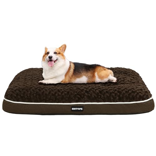 HMTOPE Orthopädisches Hundebett, Hundematte im Doppelstock-Design, Waschbar Hundekissen, Abnehmbar Hundekorb, 90 cm für Kleine bis Mittelgroße Hunde, Braun