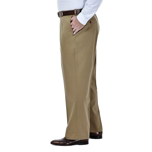 Image of Haggar Men's Big & Tall Premium No Iron Classic Fit Flat-Front Khaki