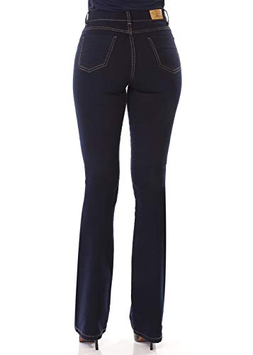 Calça Boot Cut Cintura Alta, Feminino, Sawary Jeans, Black Blue, 40
