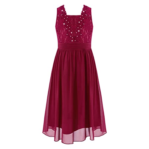 CHICTRY Girls Dress Flower Girls Dresses Sleeveless Ruched Floral Lace Pageant Princess Ball Gown