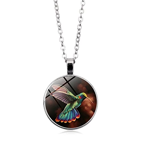 Nuevo Colibrí Collar Colibrí Colgante Bird Jewelry Cristal Foto Cabujón Collar para Mujeres Regalo