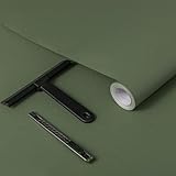 COSNIGHT Green Peel and Stick Wallpaper, Soild Contact Paper with Tools for Cabinets and Drawers, Self-Adhesive and Removable 17.7''x590'' Wall Paper for Old Furniture and Countertops