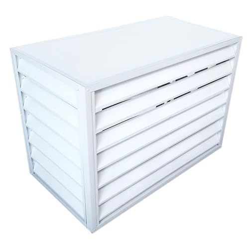 Cubierta de aluminio para aire acondicionado blanca y valla ocultadora para basura exterior 2